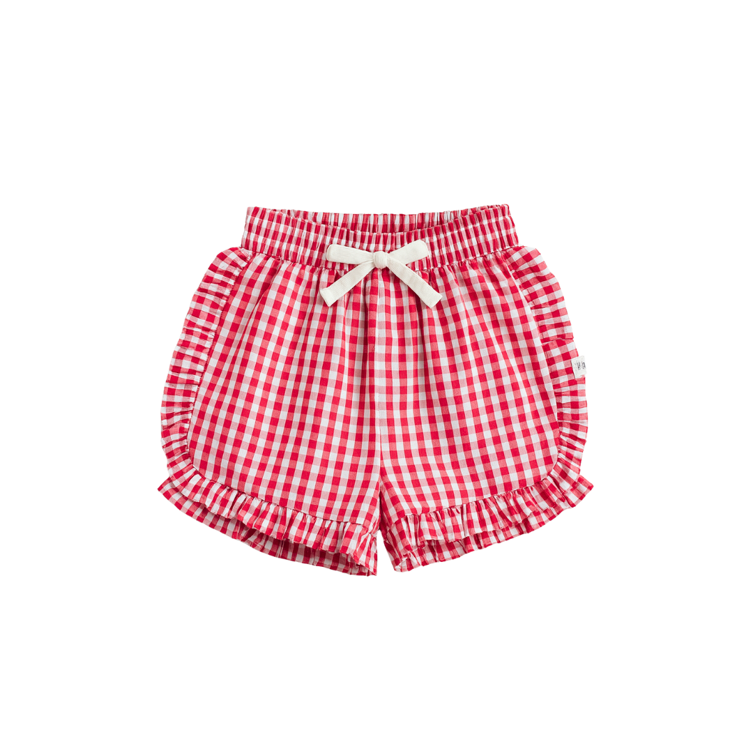 Red Plaid Ruffle Shorts