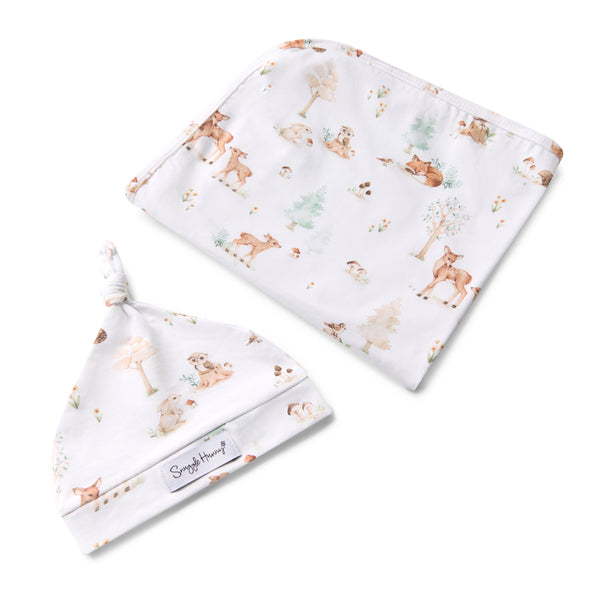 Woodland Tales Organic Wrap & Beanie set