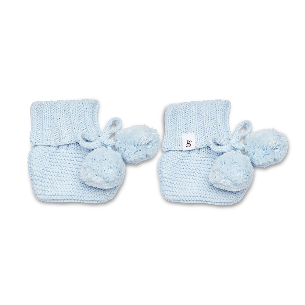 Baby Blue Organic Cotton Knit Baby Booties