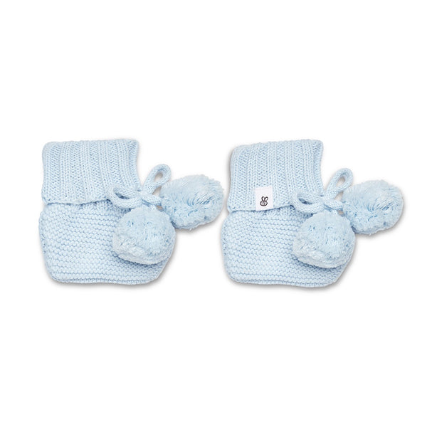 Baby Blue Organic Cotton Knit Baby Booties