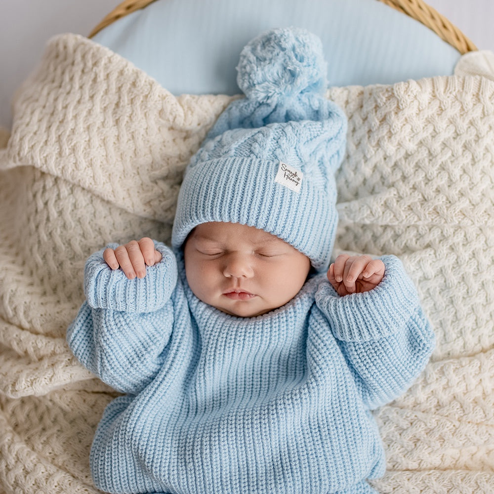 Baby Blue Oversized Cotton Knit Jumper