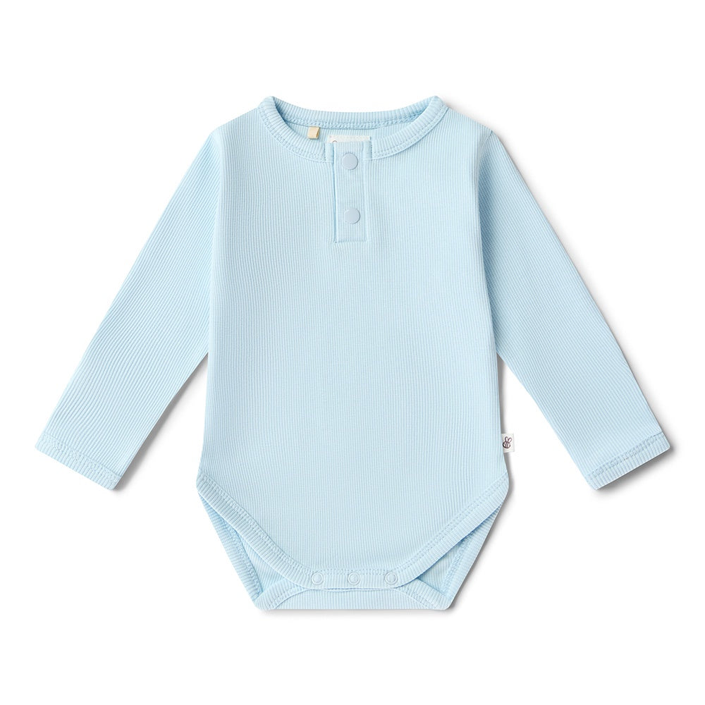 Baby Blue Organic Long Sleeved Bodysuit