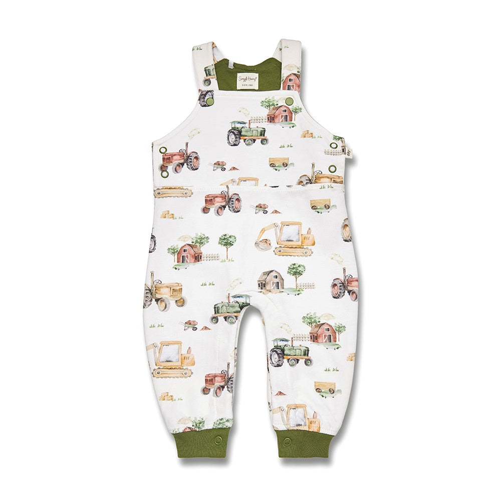 Diggers & Tractors Organic Snuggle Overalls