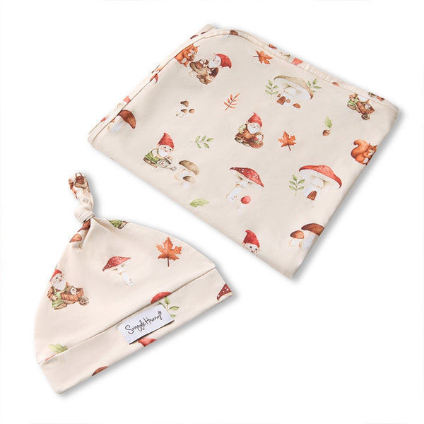 Gnomes Organic Jersey Wrap & Beanie Set
