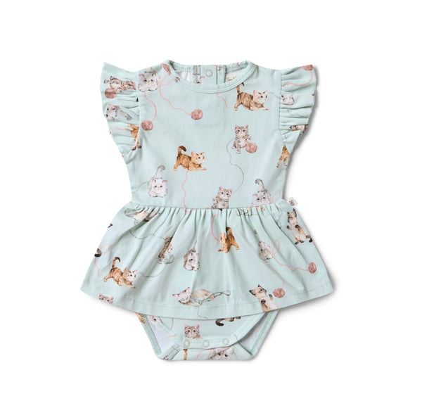 Kittens short sleeved organic dress