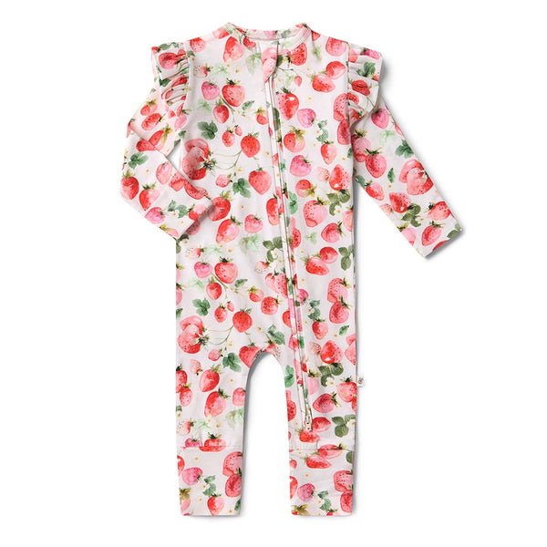 Strawberry Organic Baby Snugglesuit Convertible Romper