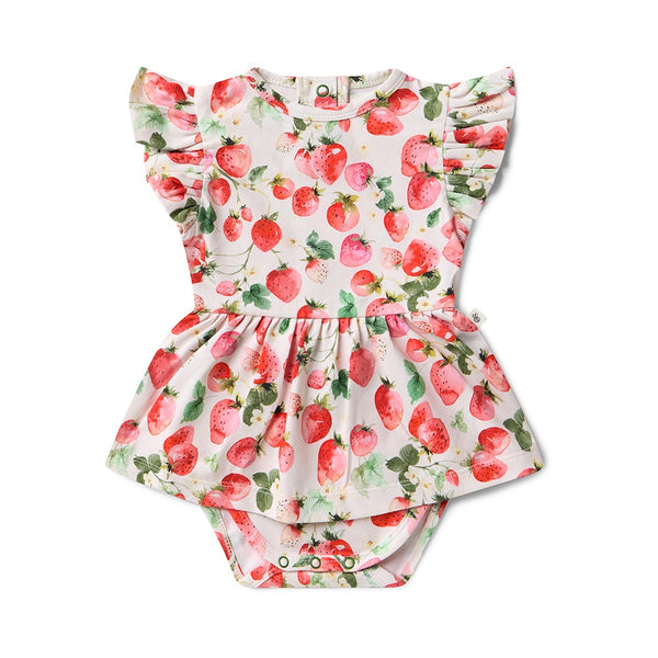 Strawberry Short Sleeved Organic Cotton Dress
