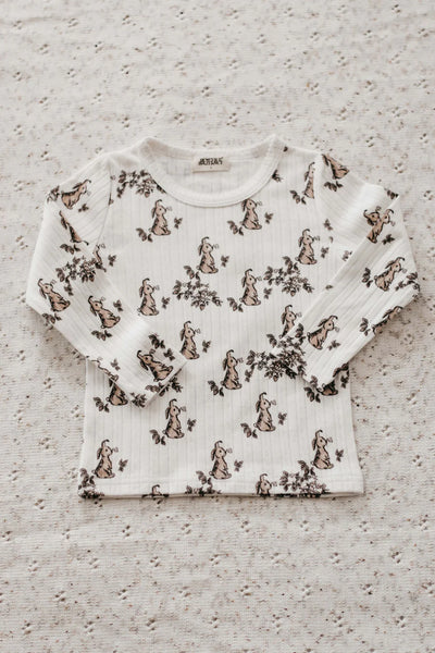 Pointelle long sleeved Bunny top