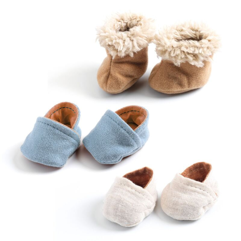Djeco 3 pairs of doll’s slippers