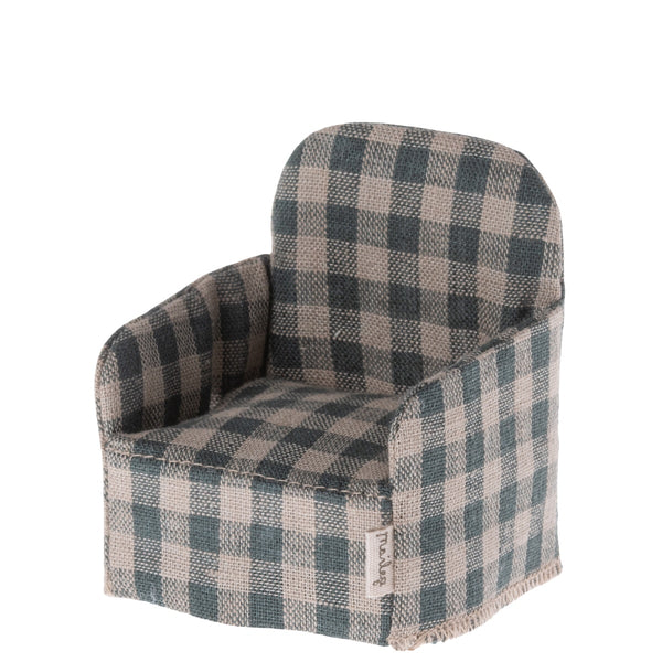 Maileg chair for mouse green gingham