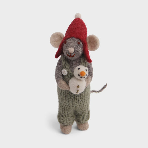 Mouse Boy small grey with snowman