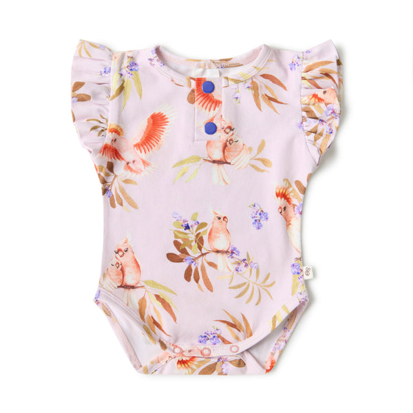 Major Mitchell short sleeve Organic Bodysuit with frill